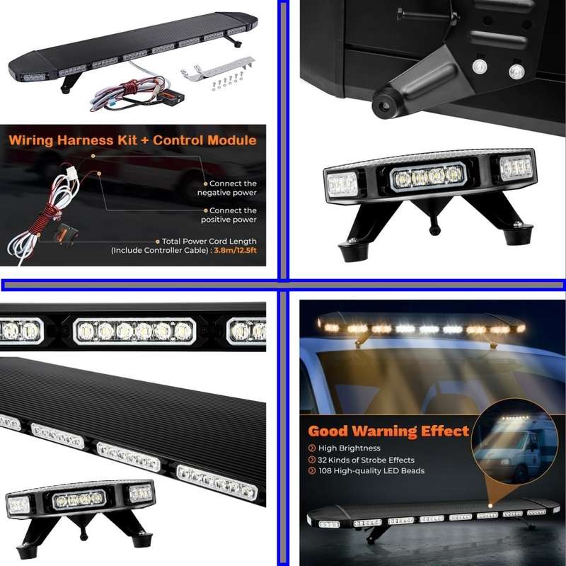 Black Hawk Squadron Leader LED Roof Top Flash Strobe Light Bar. Stealth Design. Collections Allowed.