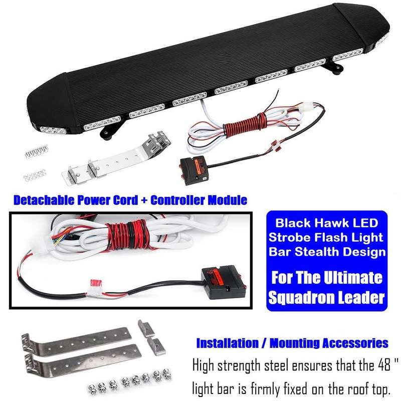 Squadron Leader White LED Roof Top Flash Strobe Light Black Hawk Stealth Design. Collections Allowed