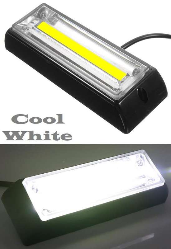 Cool White Bumper Grille Side Marker Cluster COB LED Flash Strobe Lights 12V/24V Collections Allowed
