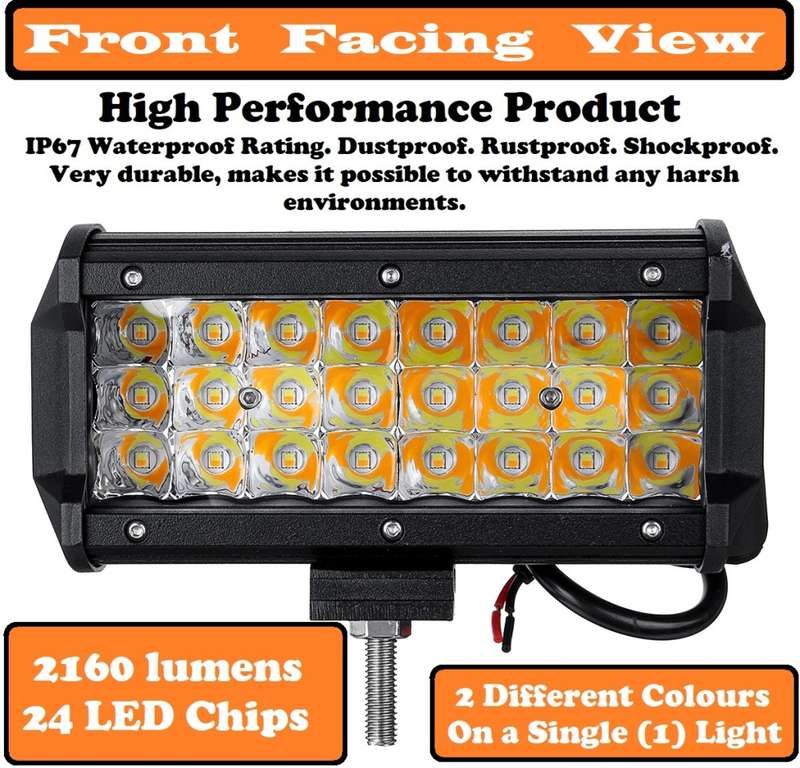 Construction Vehicle 72W LED Light Bar Dual Colour White + Amber Flashing Modes. Collections Allowed