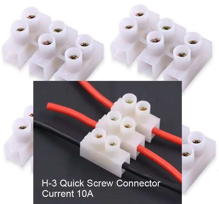 Quick Screw Triple-Wire (3 Channels) Terminal Block Connectors. Collections Are Allowed.