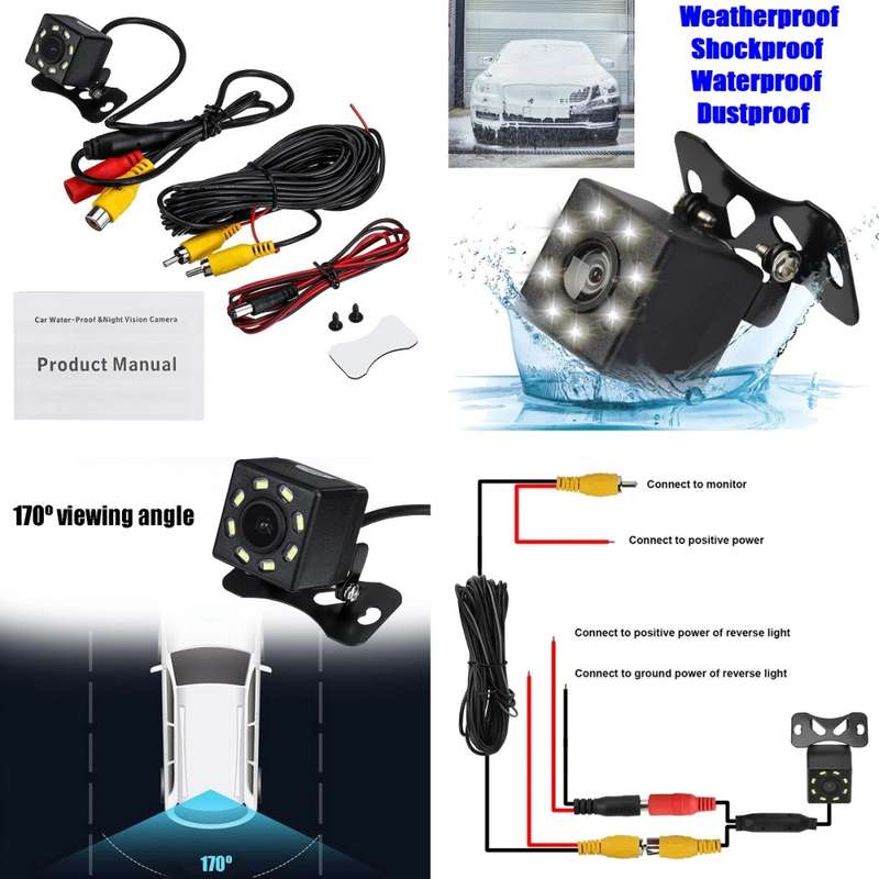 Mini Cubic Waterproof Parking Assistance 8LED Reversing Backup HD Camera. Collections Are Allowed.
