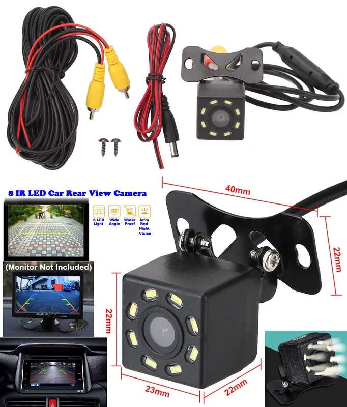 Mini Cubic Waterproof Parking Assistance 8LED Reversing Backup HD Camera. Collections Are Allowed.