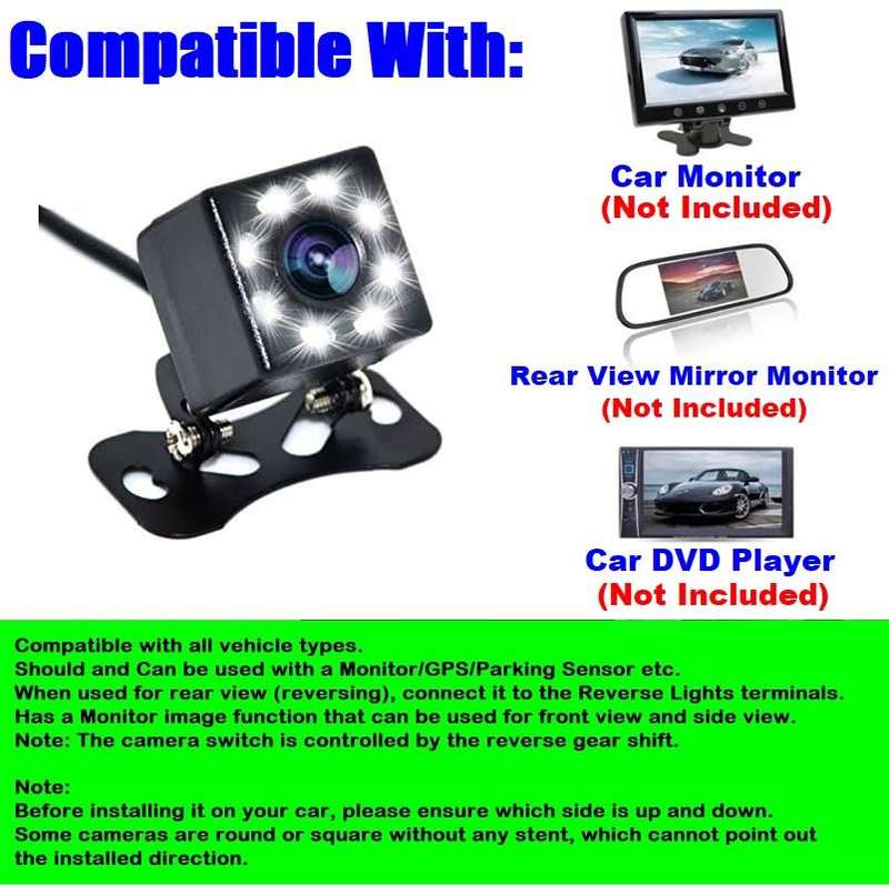 Mini Cubic Waterproof Parking Assistance 8LED Reversing Backup HD Camera. Collections Are Allowed.