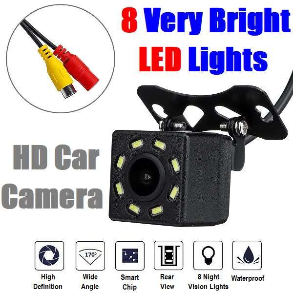 Mini Cubic Waterproof Parking Assistance 8LED Reversing Backup HD Camera. Collections Are Allowed.