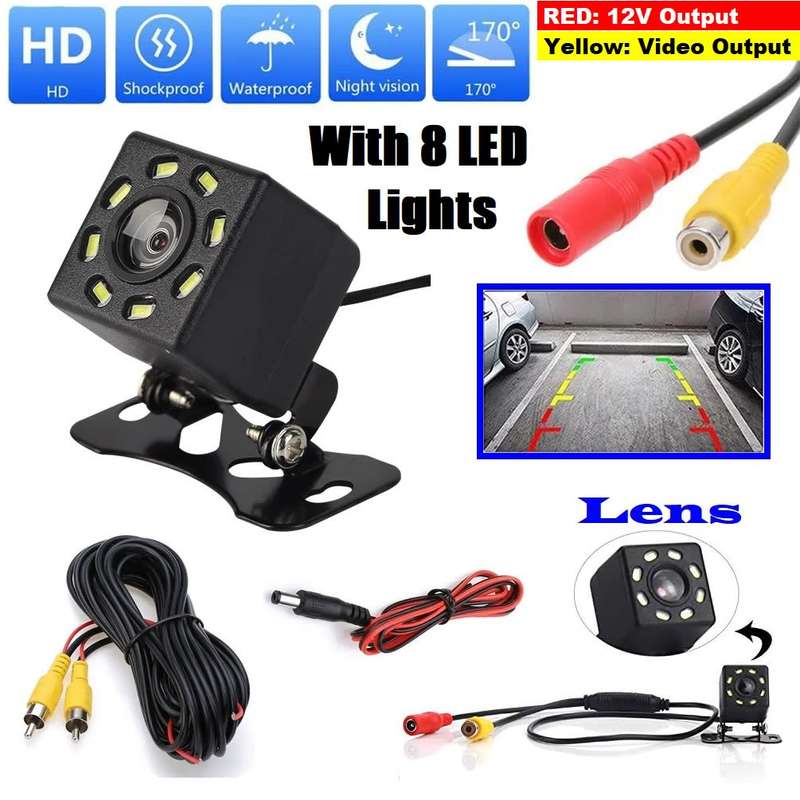 Mini Cubic Waterproof Parking Assistance 8LED Reversing Backup HD Camera. Collections Are Allowed.