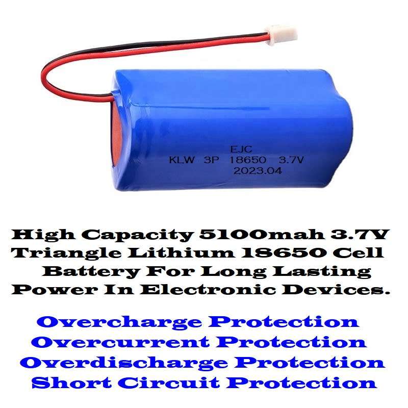 Rechargeable 3.7V 5100mAh (3Cells) 18650 Battery Pack In Parallel Connection. Collections Allowed.