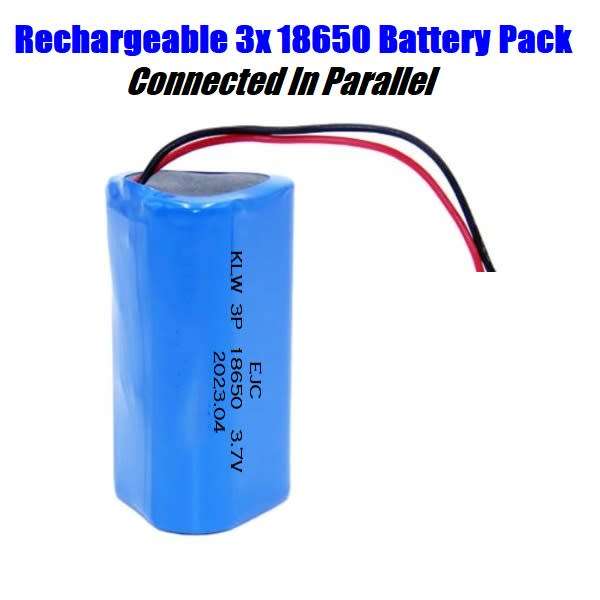 3.7V 5100mAh (3Cells) Rechargeable 18650 Battery Pack. [3P] Parallel Connection. Collections Allowed
