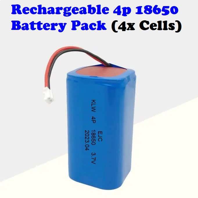 18650 Battery Pack 3.7V Rechargeable 4-Cells (4P Pack). In Parallel Connection. Collections Allowed.