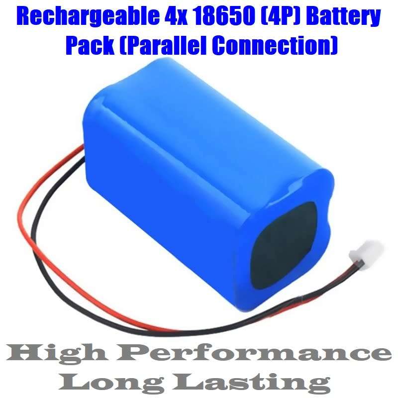 18650 Battery Pack 3.7V Rechargeable 4-Cells (4P Pack). In Parallel Connection. Collections Allowed.