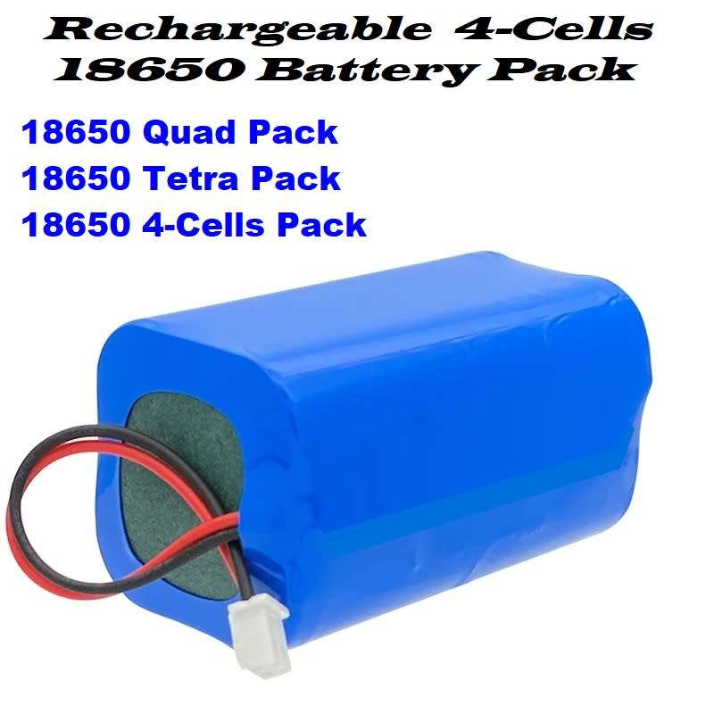 18650 Battery Pack 3.7V Rechargeable 4-Cells (4P Pack). In Parallel Connection. Collections Allowed.