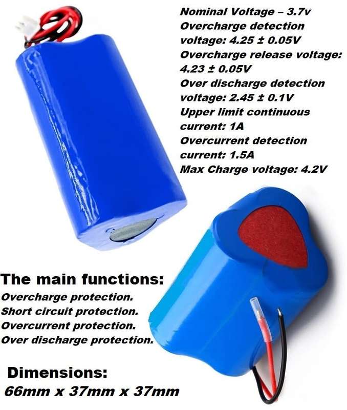 Rechargeable 3.7V 5100mAh (3Cells) 18650 Battery Pack In Parallel Connection. Collections Allowed.