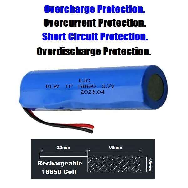 Wired Rechargeable 18650 Battery/Cell 3.7V 1700mAh. With Or Without JST XH Plug. Collections Allowed