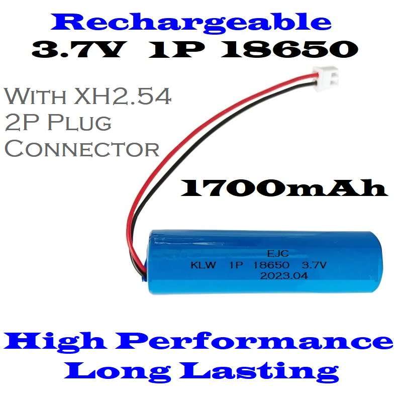 Wired Rechargeable 18650 Battery/Cell 3.7V 1700mAh. With Or Without JST XH Plug. Collections Allowed