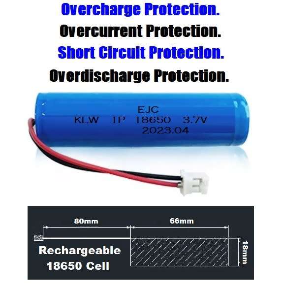Wired Rechargeable 18650 Battery/Cell 3.7V 1700mAh. With Or Without JST XH Plug. Collections Allowed