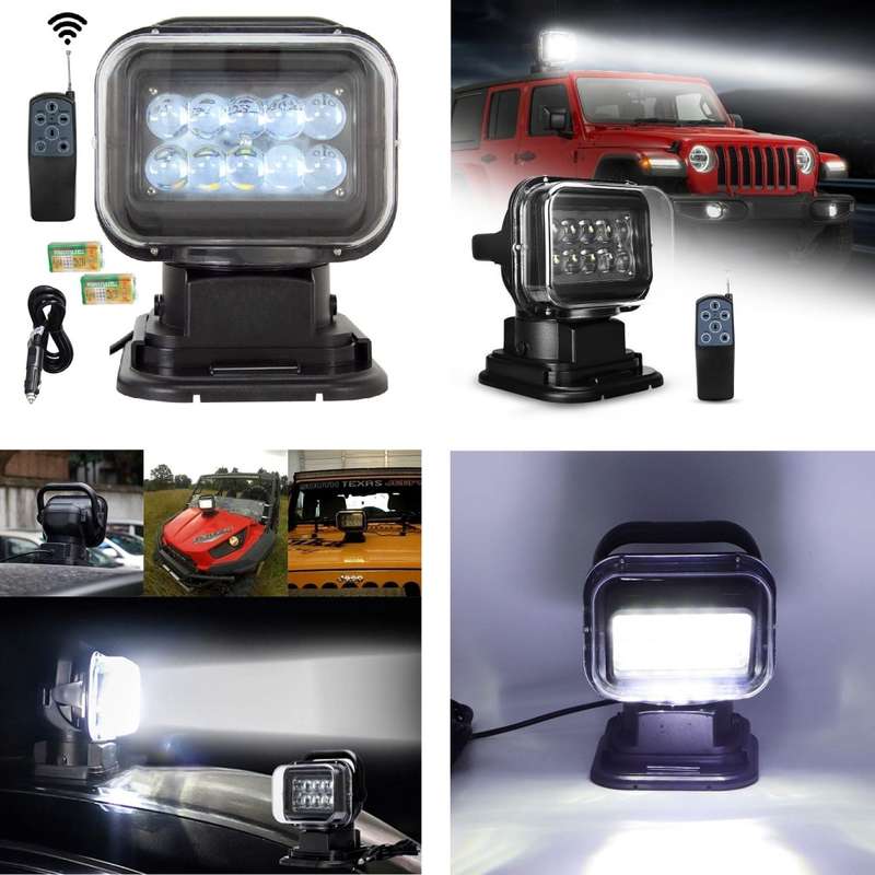 LED Remote Controlled 360° Rotating Magnetic Base Mount Search Light 12V/24VDC. Collections Allowed.