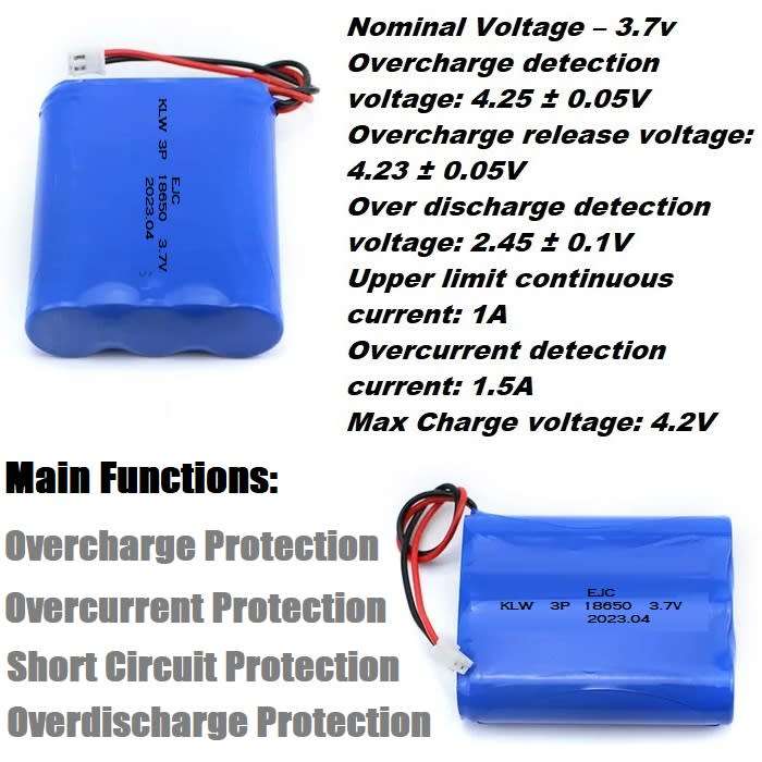 Rechargeable 18650 Battery Triple Pack 3.7V 3Cells. With Or Without JST XH Plug. Collections Allowed