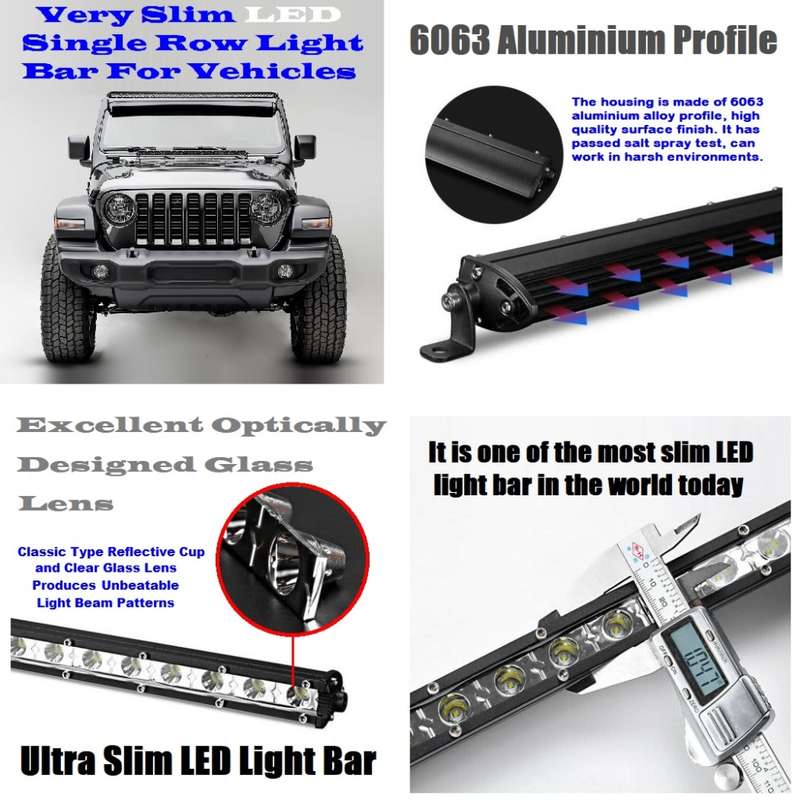 Very Slim LED Light Bar 64cm Single Row Design 9~60V DC 72W Cool White. Collections Are Allowed.