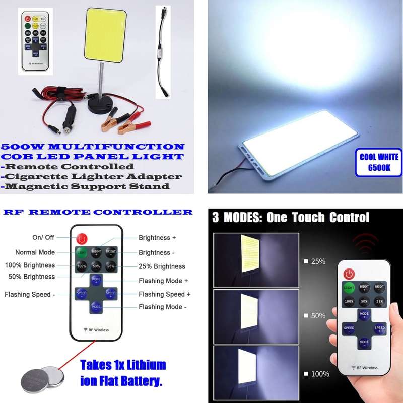 500W Portable Versatile COB LED Multifunction Panel Light with Remote Control. Collections Allowed.