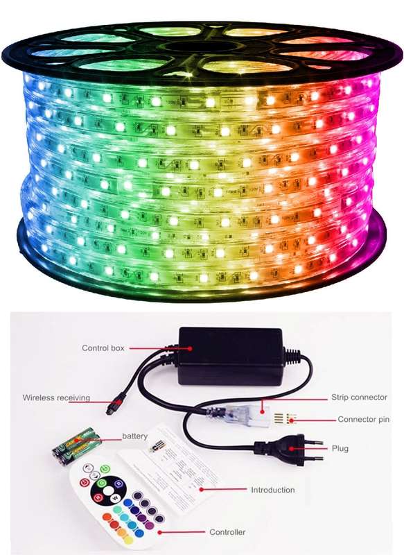 100m MultiColour LED RGB Strip Rope Light 220V Complete With Remote Control Kit. Collections Allowed