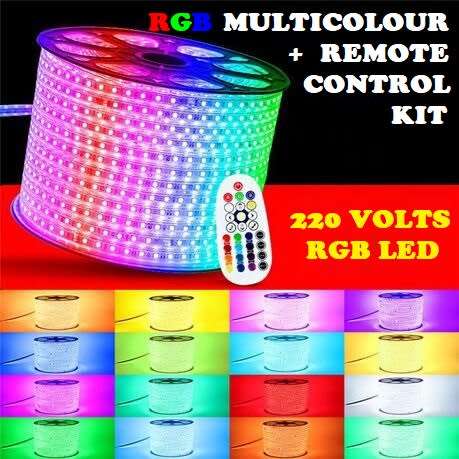 100m MultiColour LED RGB Strip Rope Light 220V Complete With Remote Control Kit. Collections Allowed