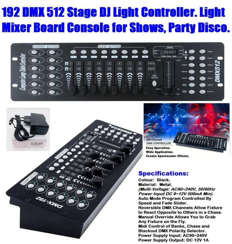 DMX512 Controller 192 Channels DMX Light Effects Console for DJs, Disco. Collections Allowed.