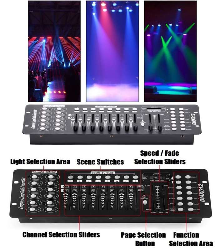 DMX512 Controller 192 Channels DMX Light Effects Console for DJs, Disco. Collections Allowed.