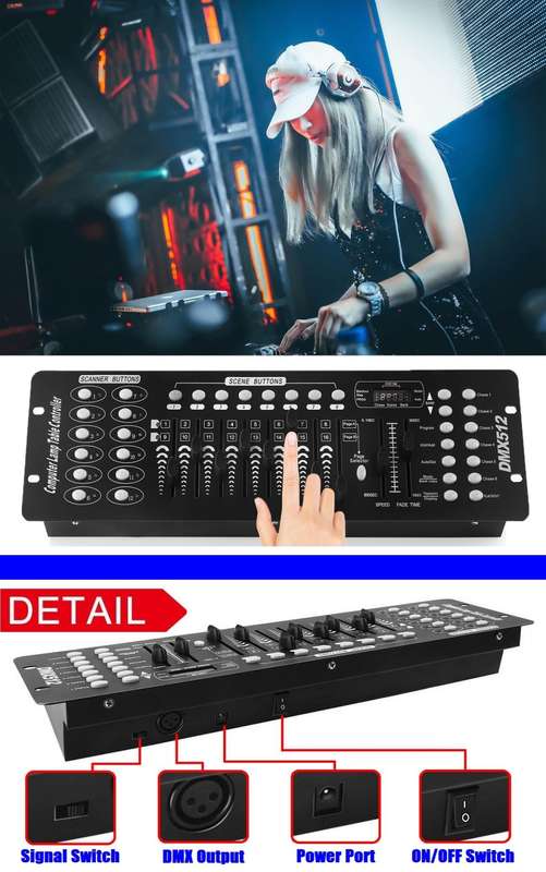 DMX512 Controller 192 Channels DMX Light Effects Console for DJs, Disco. Collections Allowed.