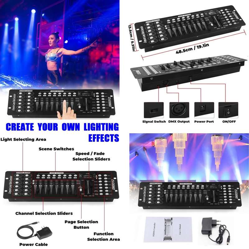 DMX512 Controller 192 Channels DMX Light Effects Console for DJs, Disco. Collections Allowed.