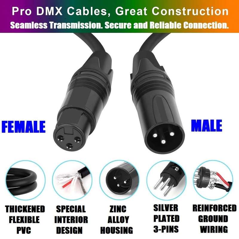 DMX512 Cable 3-Pin 10metres XLR Male Female for Audio, Sound, Visual Equipment. Collections Allowed.