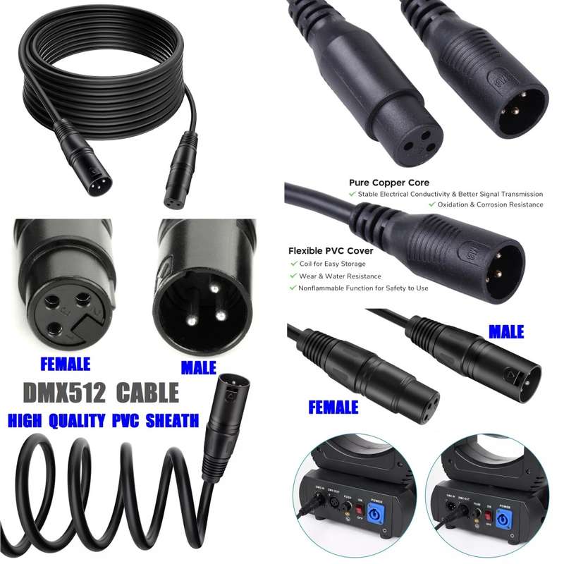 DMX512 Cable 3-Pin 10metres XLR Male Female for Audio, Sound, Visual Equipment. Collections Allowed.