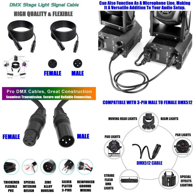 DMX512 Cable 3-Pin 10metres XLR Male Female for Audio, Sound, Visual Equipment. Collections Allowed.