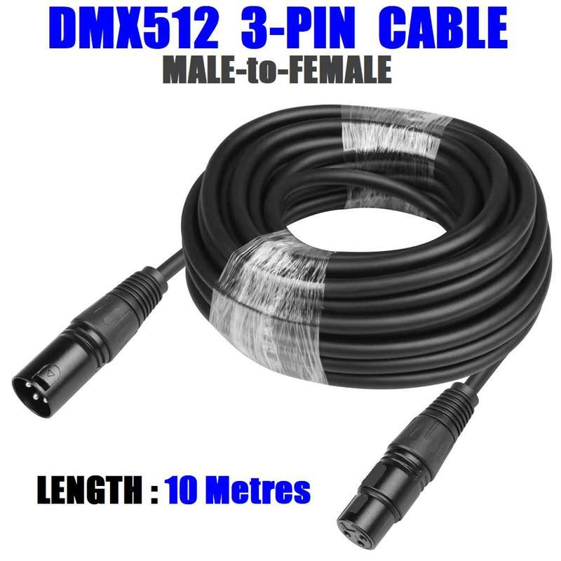 DMX512 Cable 3-Pin 10metres XLR Male Female for Audio, Sound, Visual Equipment. Collections Allowed.