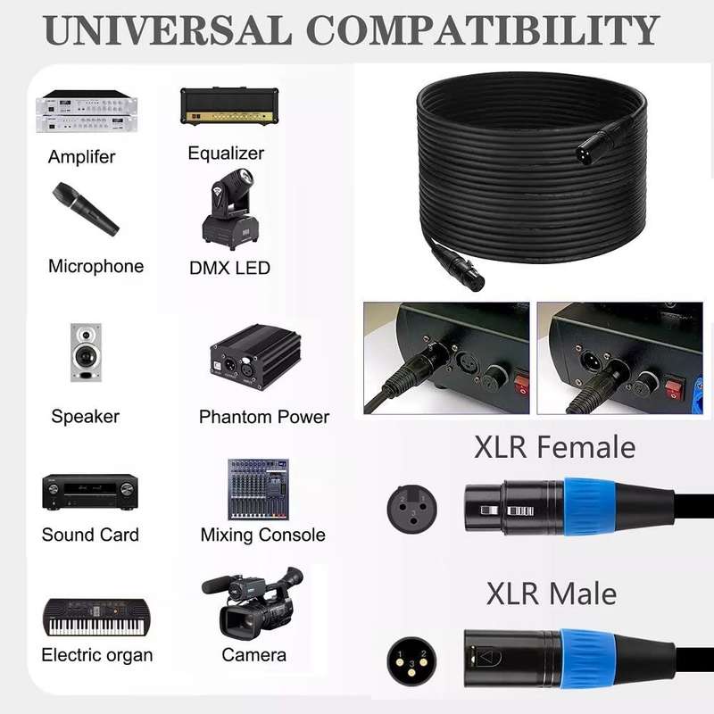 DMX512 Cable 3-Pin 10metres XLR Male Female for Audio, Sound, Visual Equipment. Collections Allowed.