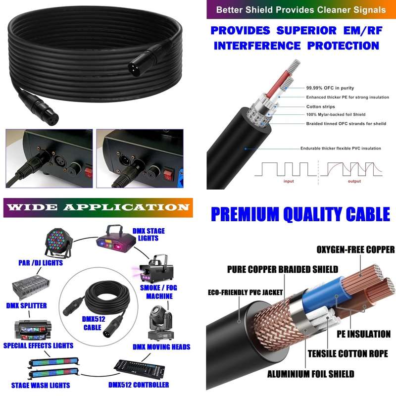 DMX512 Cable 3-Pin 10metres XLR Male Female for Audio, Sound, Visual Equipment. Collections Allowed.