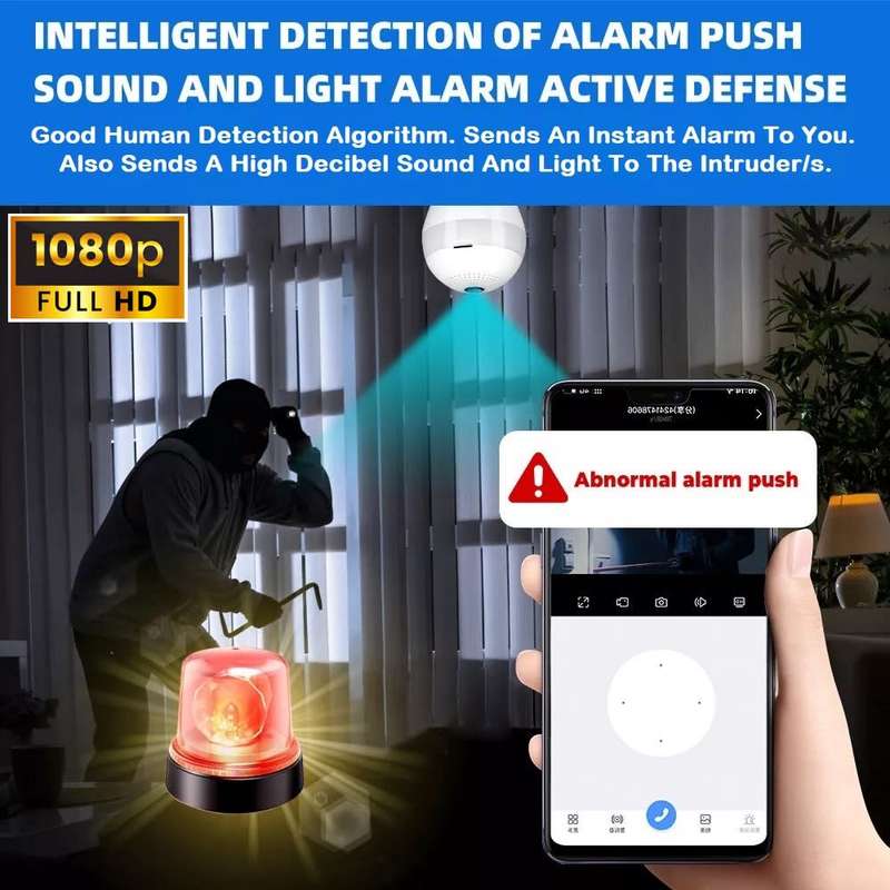 Full HD LED Bulb Mini WiFi Spy Camera 360° with 2-Way Audio, Motion Sensor, Night Vision and More.