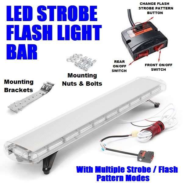 Security Vehicle Roof Top LED Hazard Warning Flash Strobe Light Bar. Cool White. Collections Allowed
