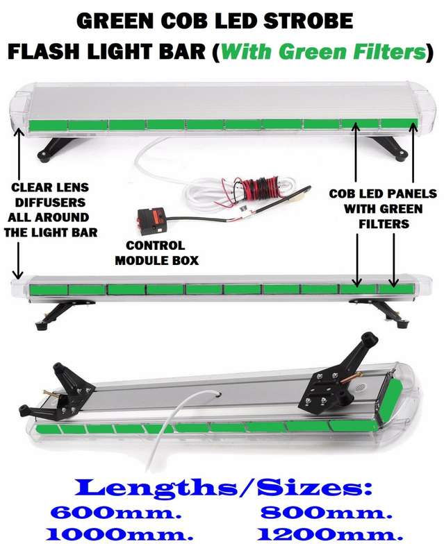 Green COB LED Vehicle Roof Top Flash Strobe Light Bar. Collections Allowed.