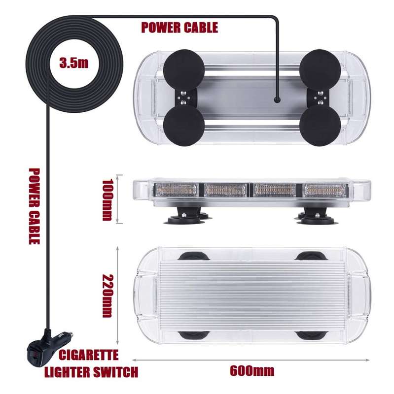 Car Roof Top Amber COB LED Flash Strobe Emergency Hazard Warning Light Bar. Collections Are Allowed.