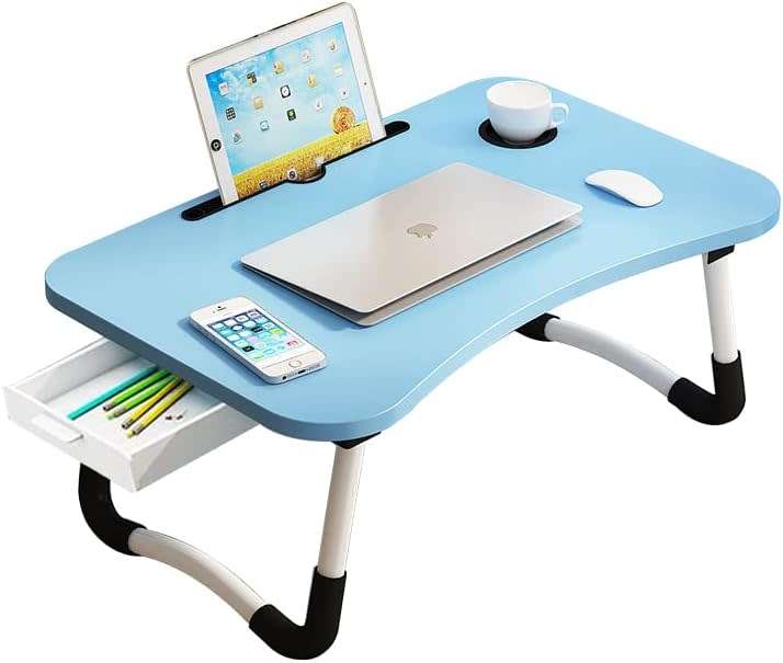 Laptop Table Stand. Ergonomic Design Foldable, Portable, Durable, Drawer/Shelf. Collections Allowed.
