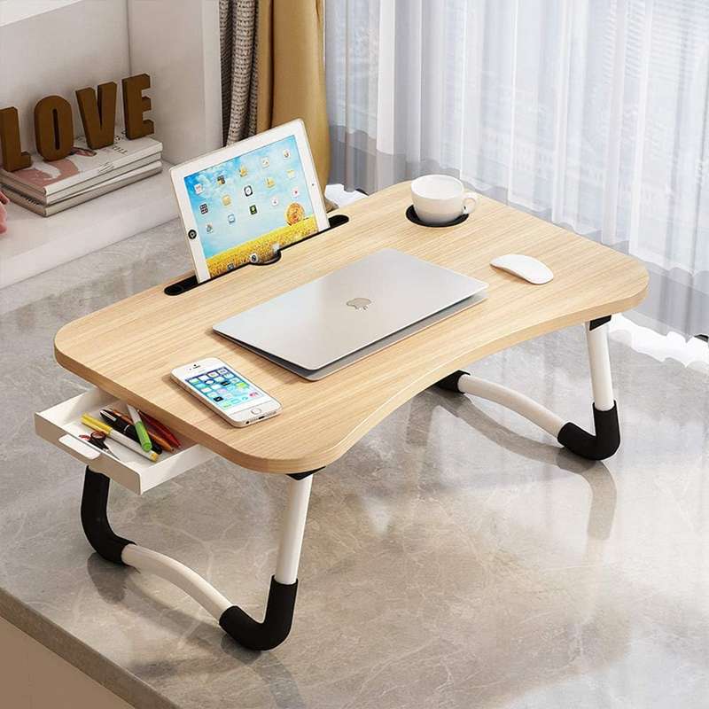 Laptop Table Stand. Ergonomic Design Foldable, Portable, Durable, Drawer/Shelf. Collections Allowed.
