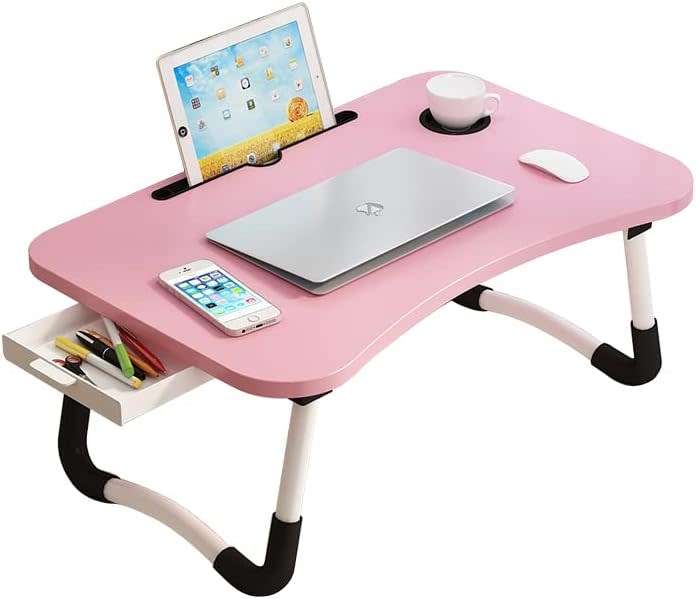Laptop Table Stand. Ergonomic Design Foldable, Portable, Durable, Drawer/Shelf. Collections Allowed.