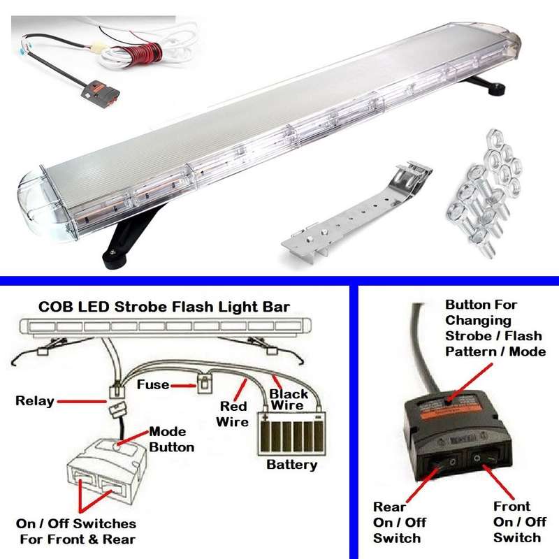 Security Vehicle Roof Top LED Hazard Warning Flash Strobe Light Bar. Cool White. Collections Allowed