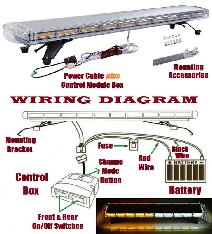 White and Amber COB LED Vehicle Roof Top Strobe Flash Hazard Warning Light Bar. Collections Allowed.
