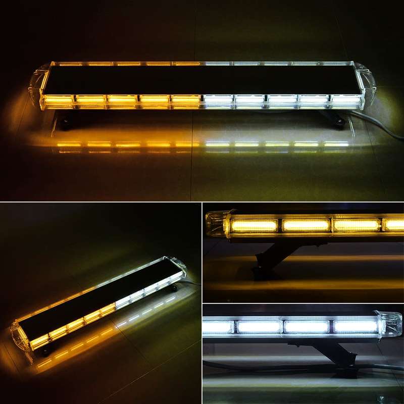 White and Amber COB LED Vehicle Roof Top Strobe Flash Hazard Warning Light Bar. Collections Allowed.
