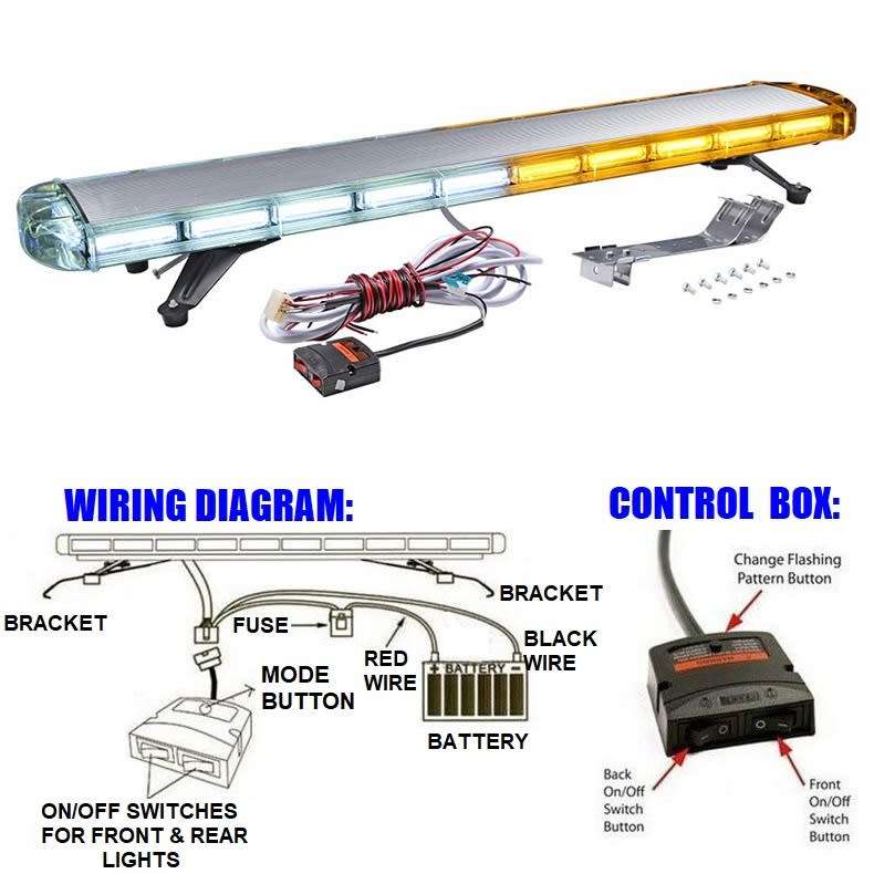 White and Amber COB LED Vehicle Roof Top Strobe Flash Hazard Warning Light Bar. Collections Allowed.