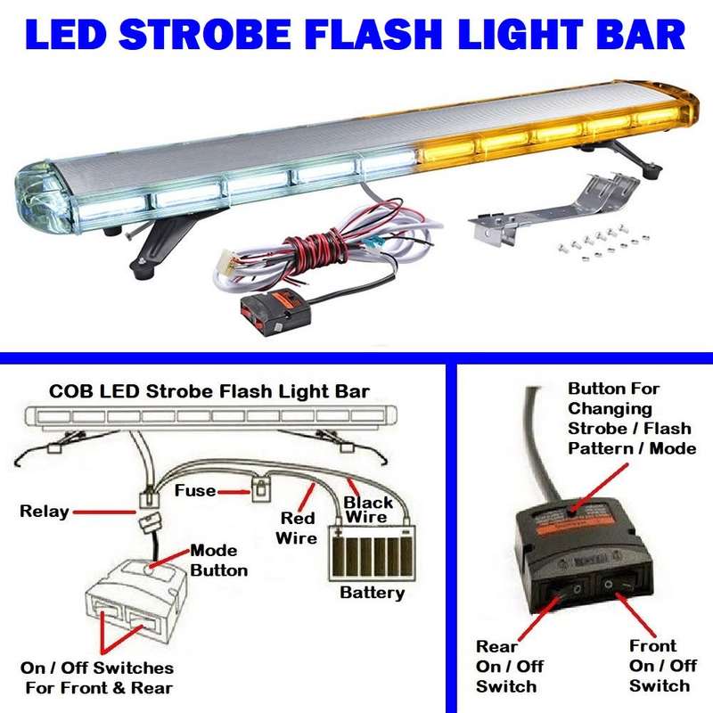 White and Amber COB LED Vehicle Roof Top Strobe Flash Hazard Warning Light Bar. Collections Allowed.