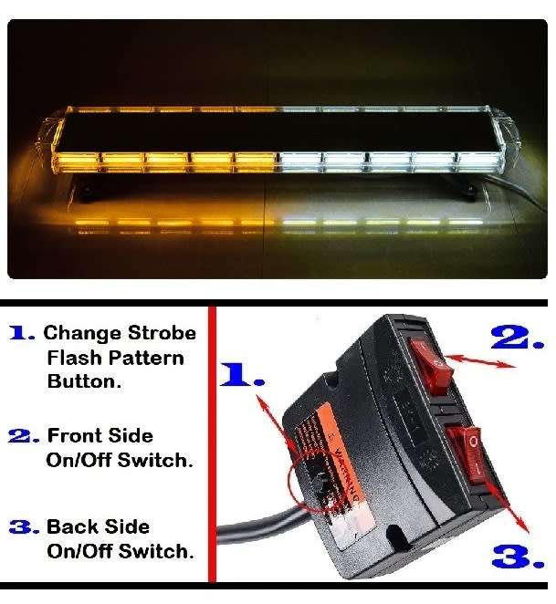 White and Amber COB LED Vehicle Roof Top Strobe Flash Hazard Warning Light Bar. Collections Allowed.