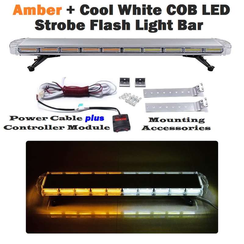 White and Amber COB LED Vehicle Roof Top Strobe Flash Hazard Warning Light Bar. Collections Allowed.