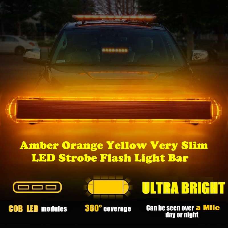 Breakdown Vehicle Roof Top Amber LED Strobe Flash Light Bar. Very Slim Version. Collections Allowed.